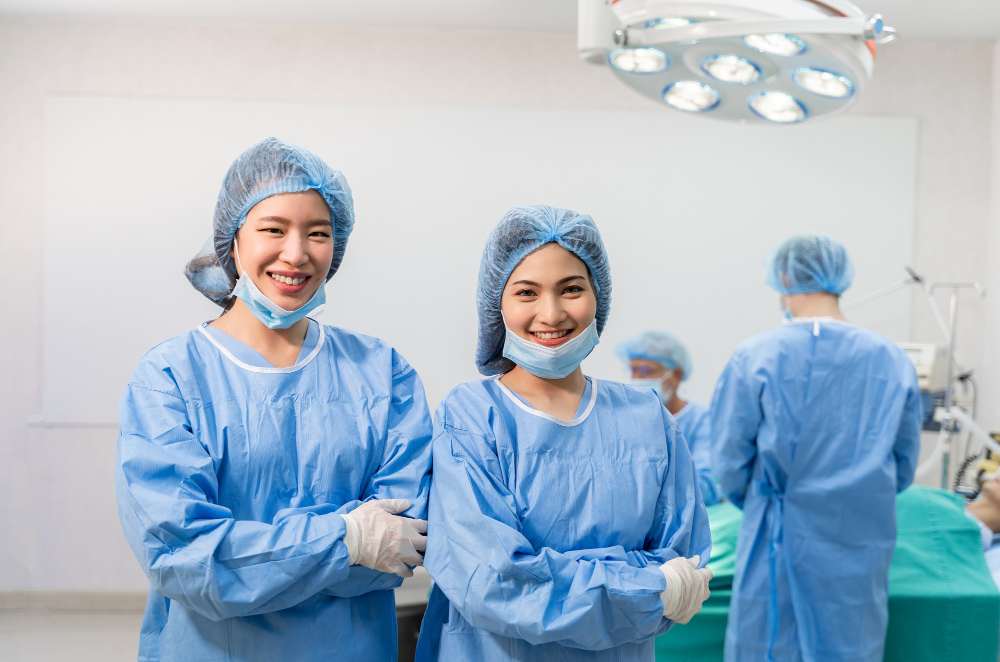 Surgeons preparing for a surgery.